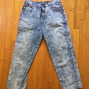 High waisted acid wash mom jeans